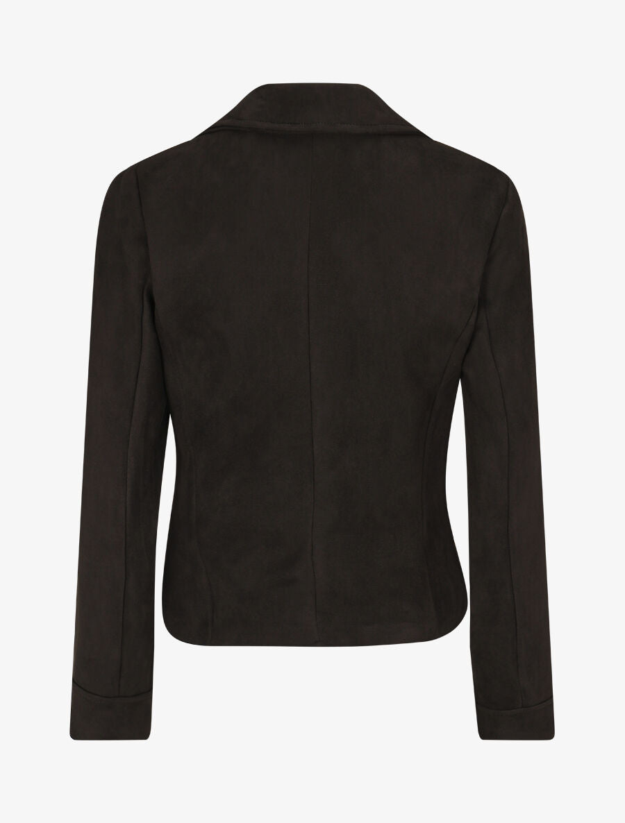 Veste en suédine à zips décoratifs et fermeture zippée - Noir - 2