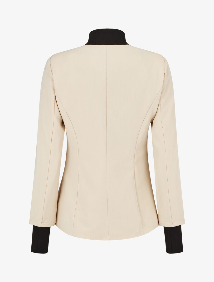 Veste boutonnée à bords côtelés - Beige - 2