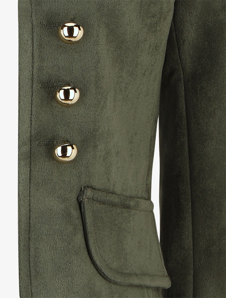 Veste en suédine à boutons décoratifs - Kaki - 3