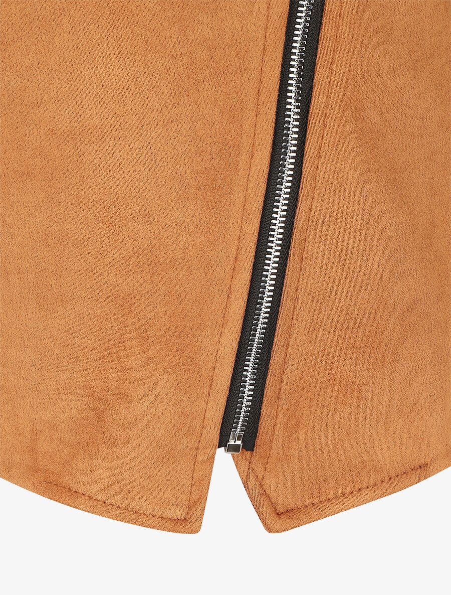 Veste en suédine à fermeture zippée - Camel - 3