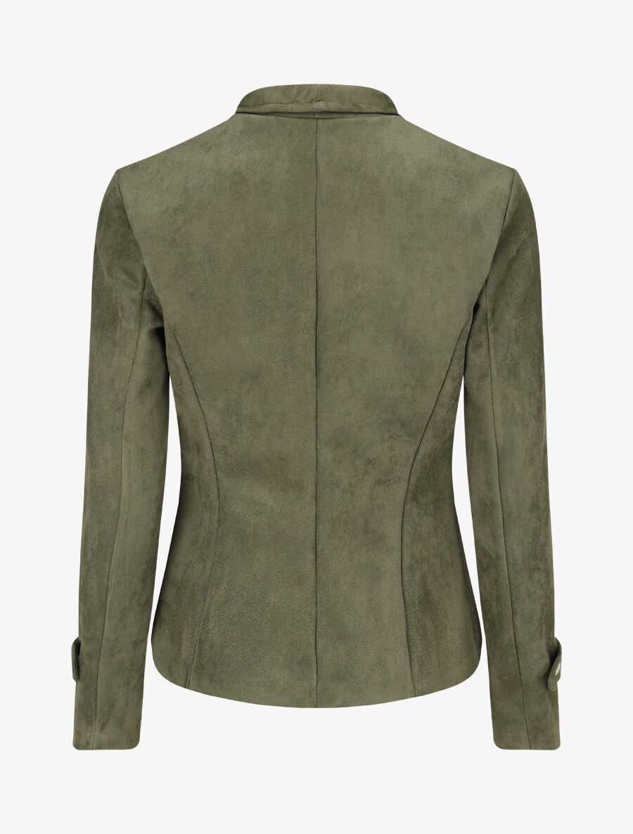 Veste en suédine à fermeture zippée - Kaki - 2