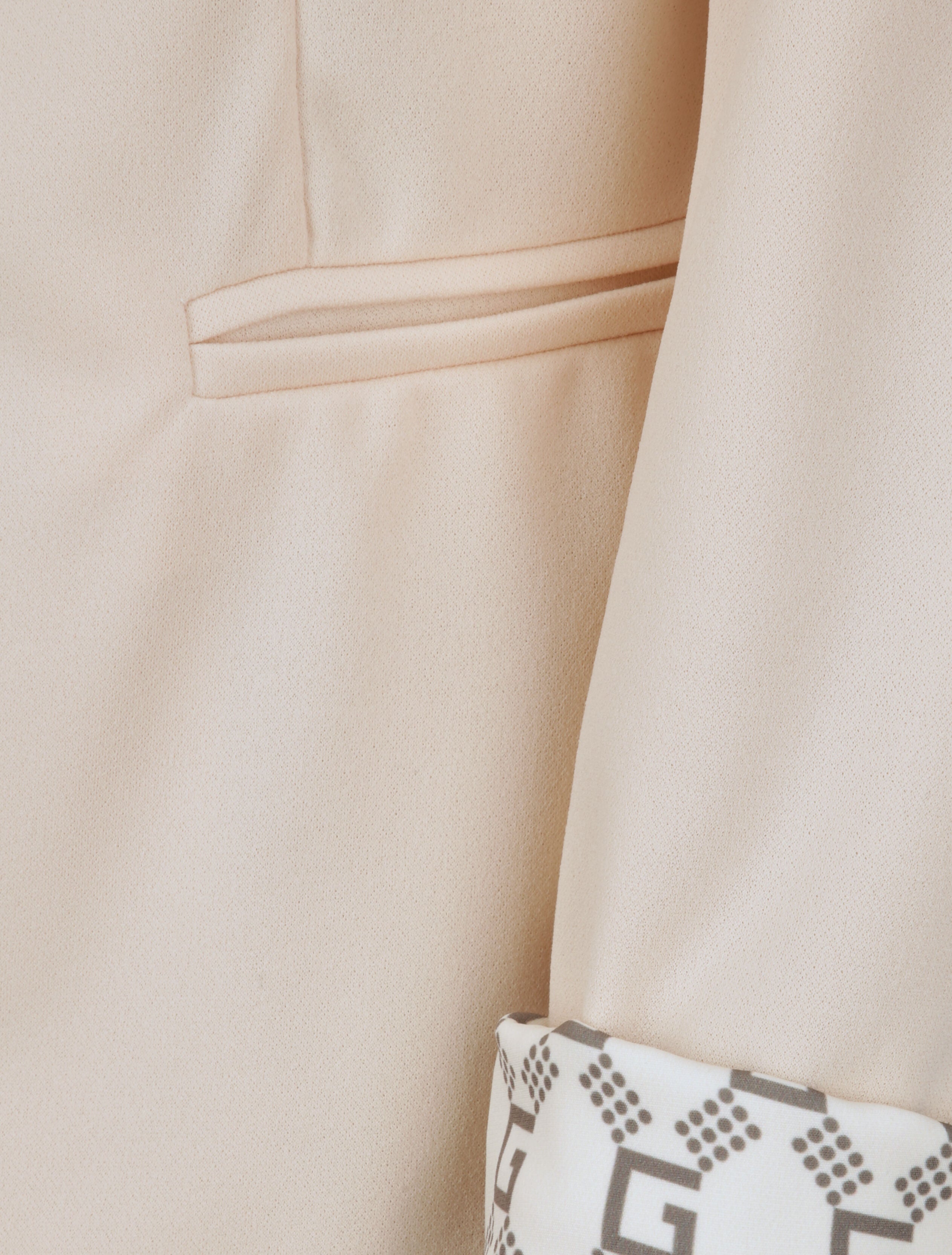 Blazer slim uni à revers imprimé graphique - Beige - 3