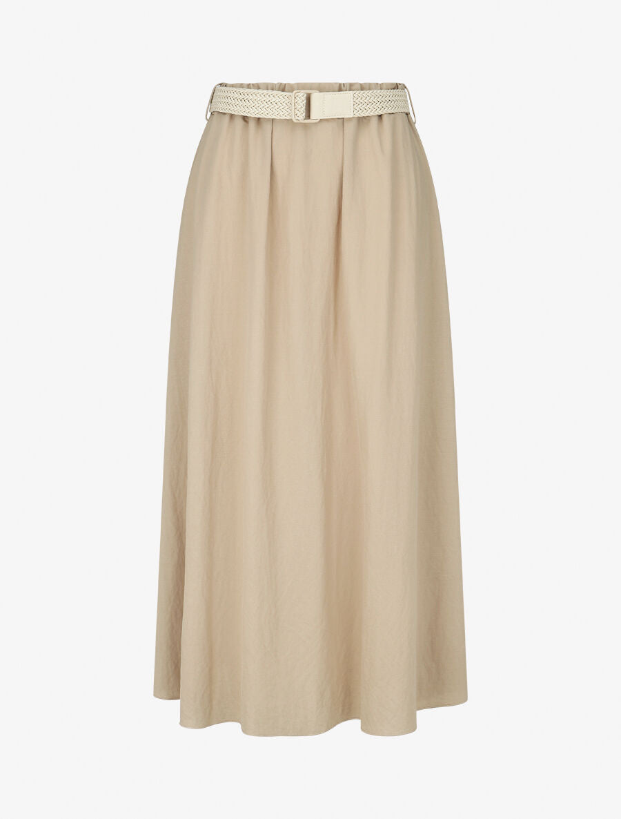 Jupe longue unie droite - Beige - 1