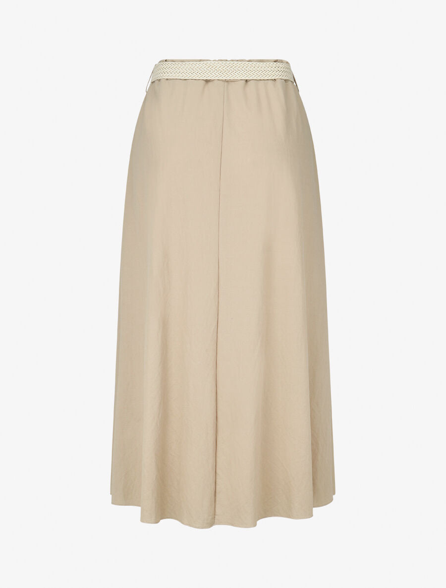 Jupe longue unie droite - Beige - 2