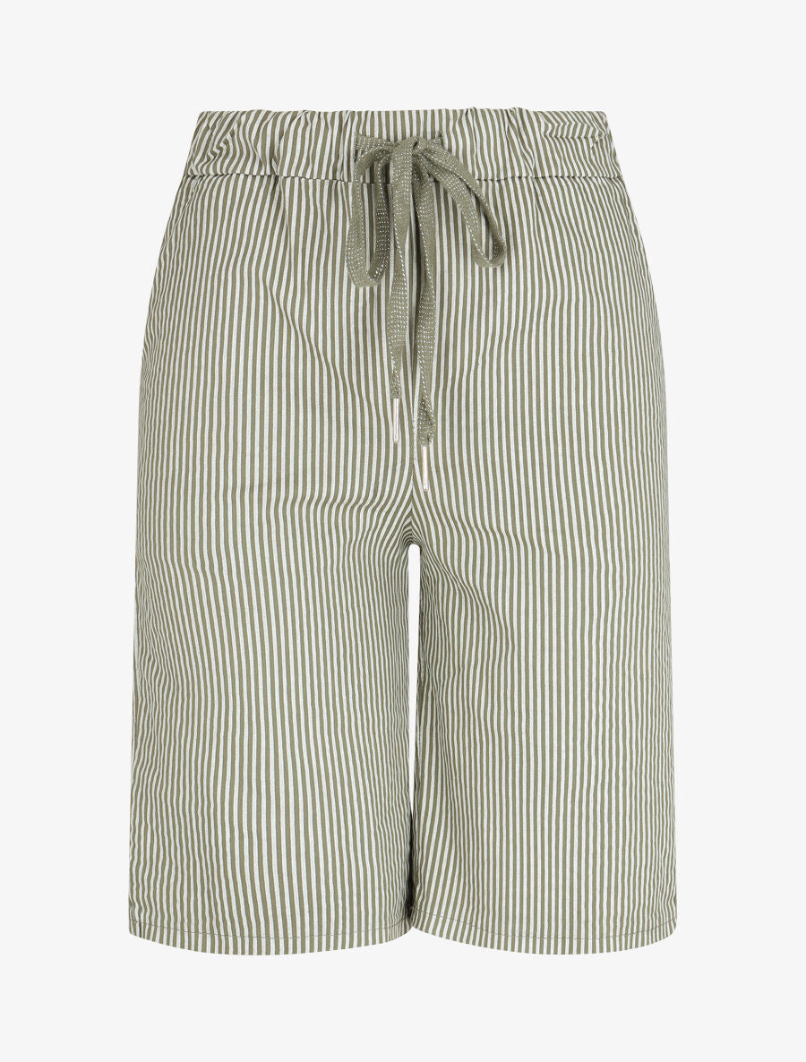 Bermuda rayé à taille élastiquée - Kaki - 1