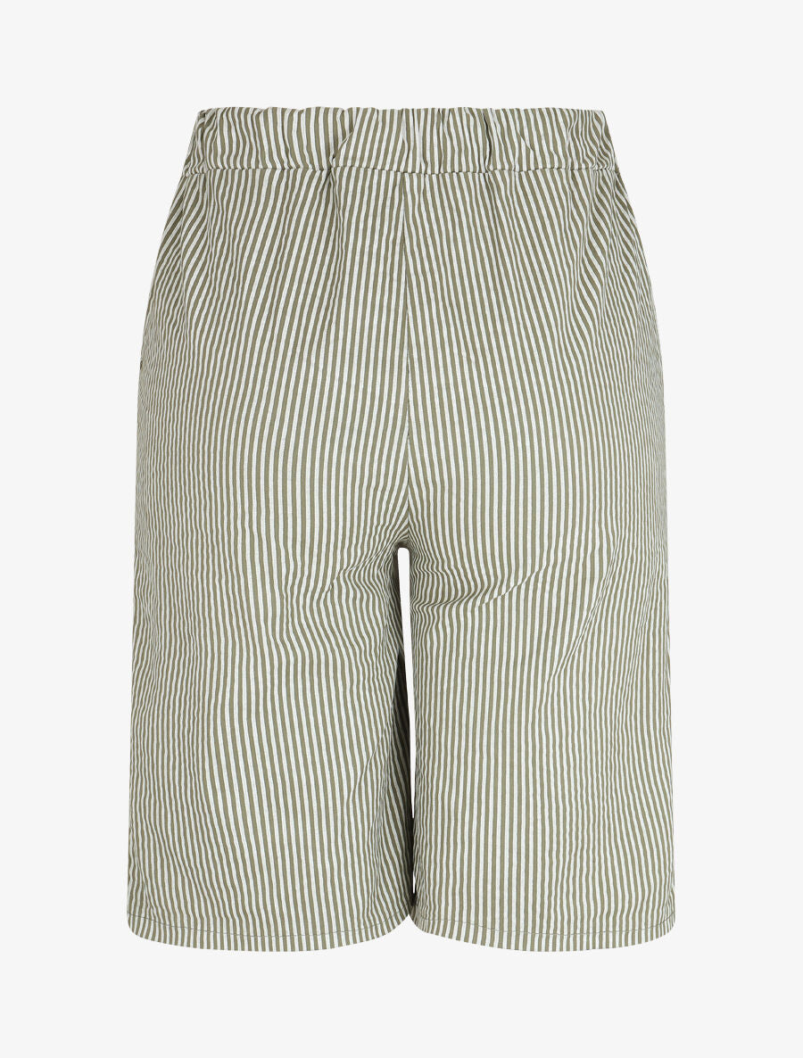 Bermuda rayé à taille élastiquée - Kaki - 2