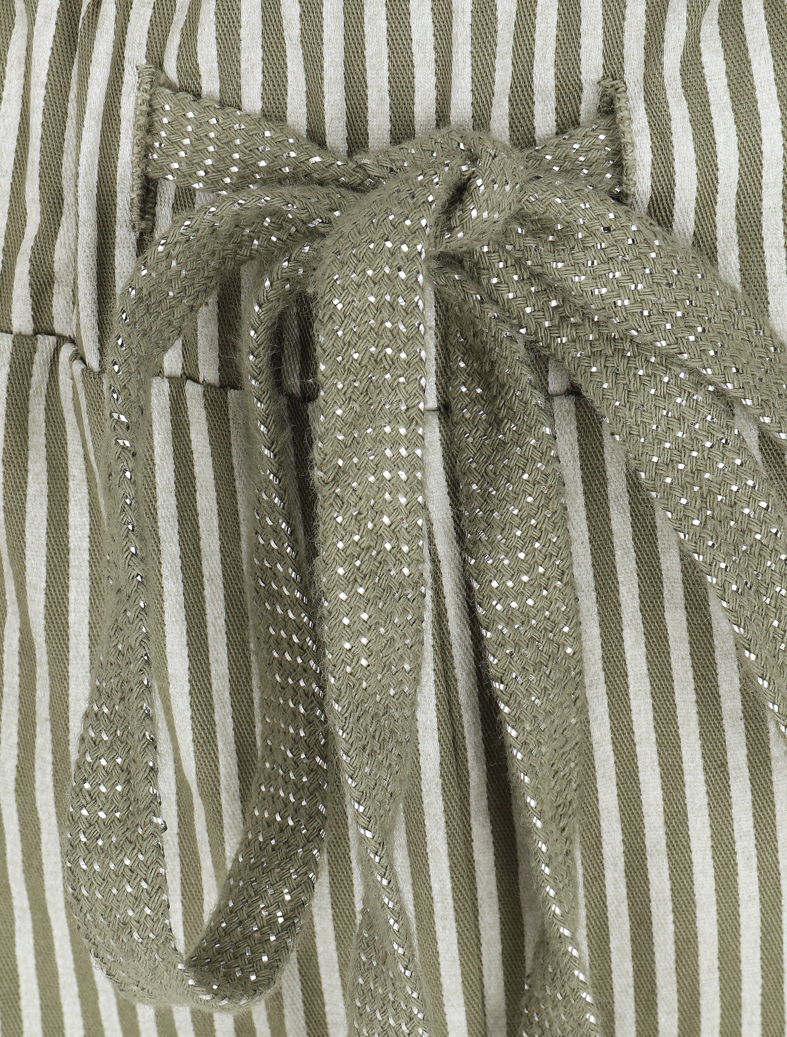 Bermuda rayé à taille élastiquée - Kaki - 3