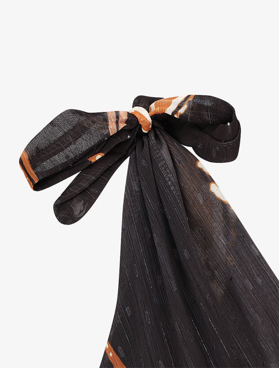 Robe mi-longue sans manches imprimé fleurs abstraites - Noir - 3