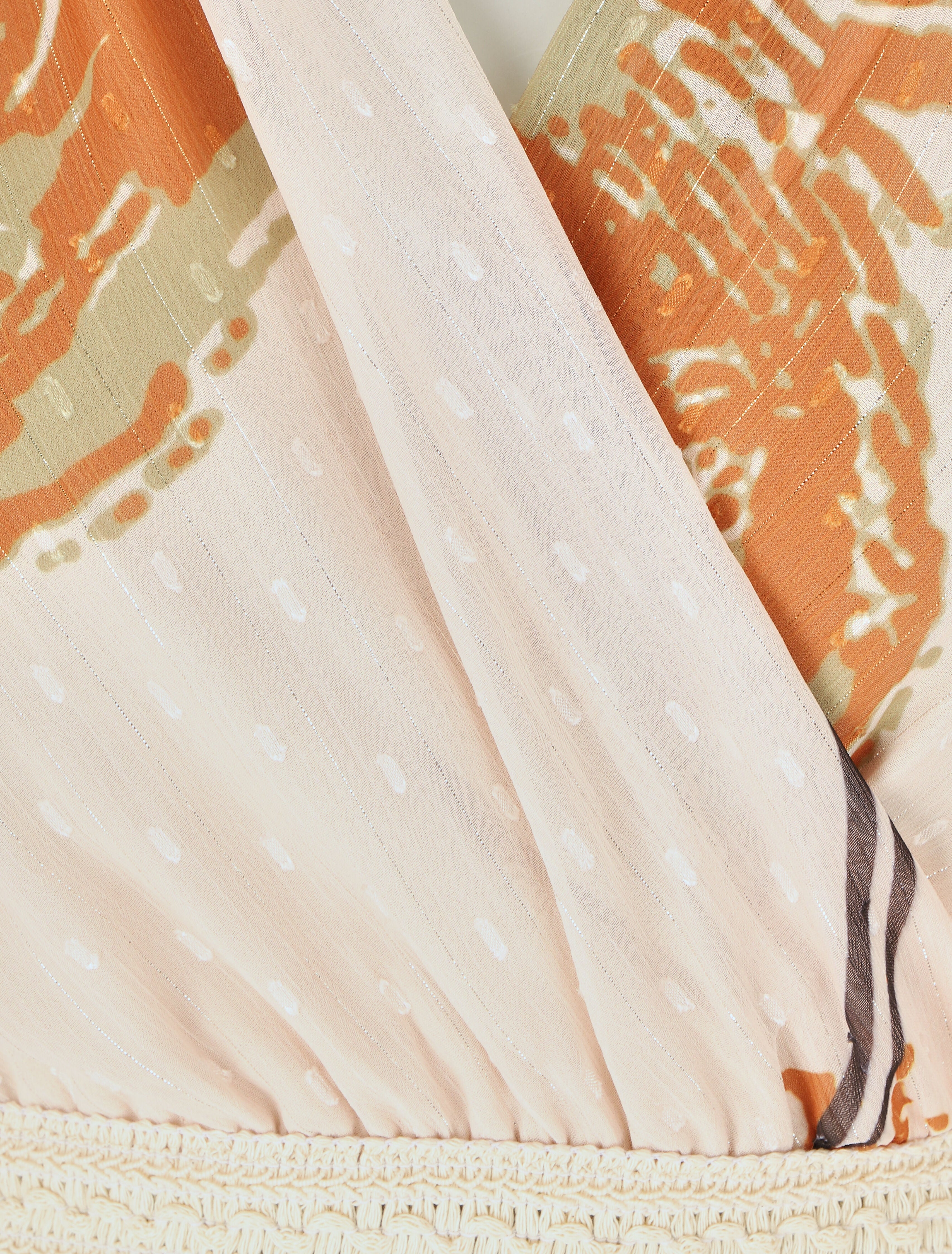 Robe mi-longue sans manches imprimé fleurs abstraites - Beige - 3