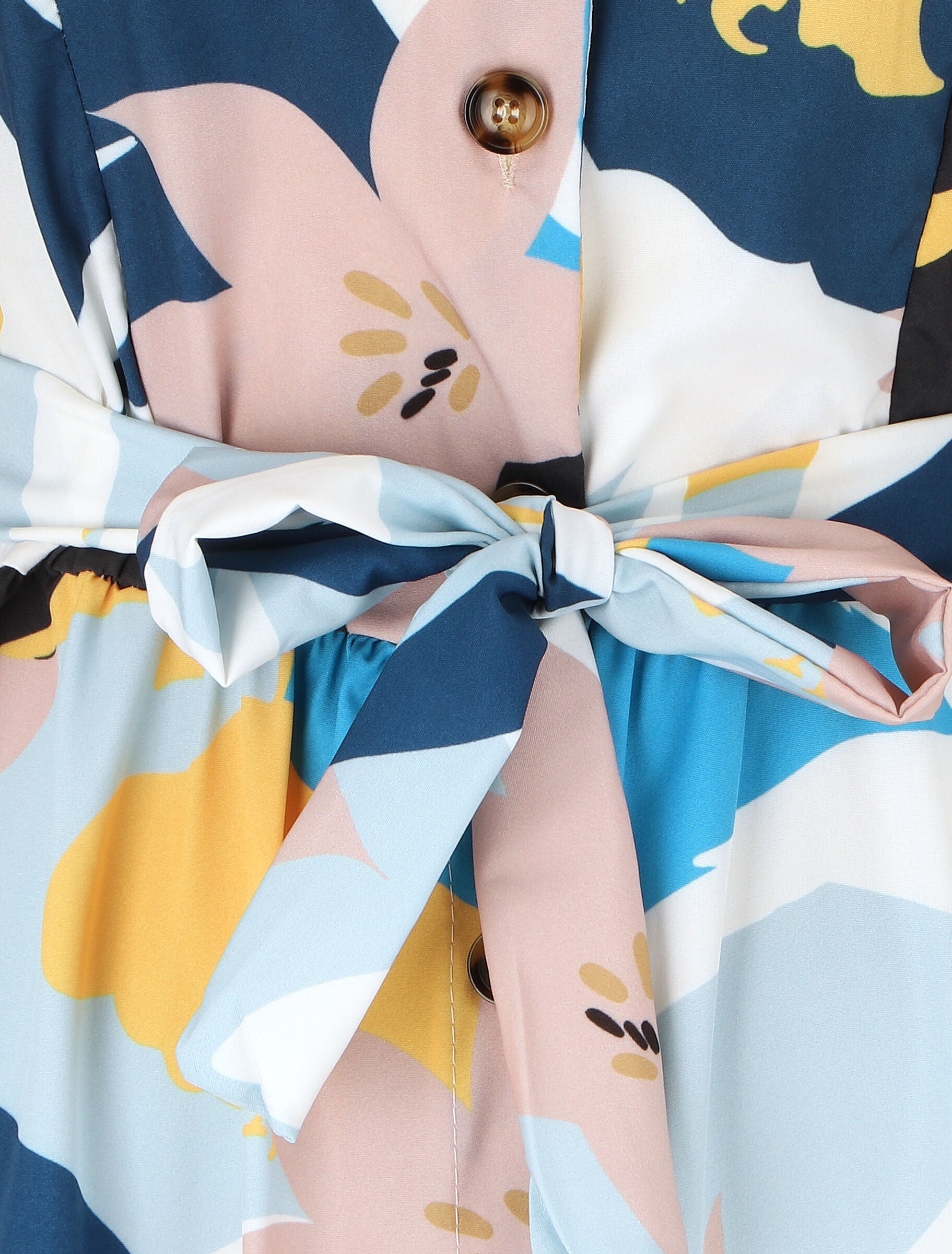 Robe midi droite sans manches imprimé floral - Bleu - 3