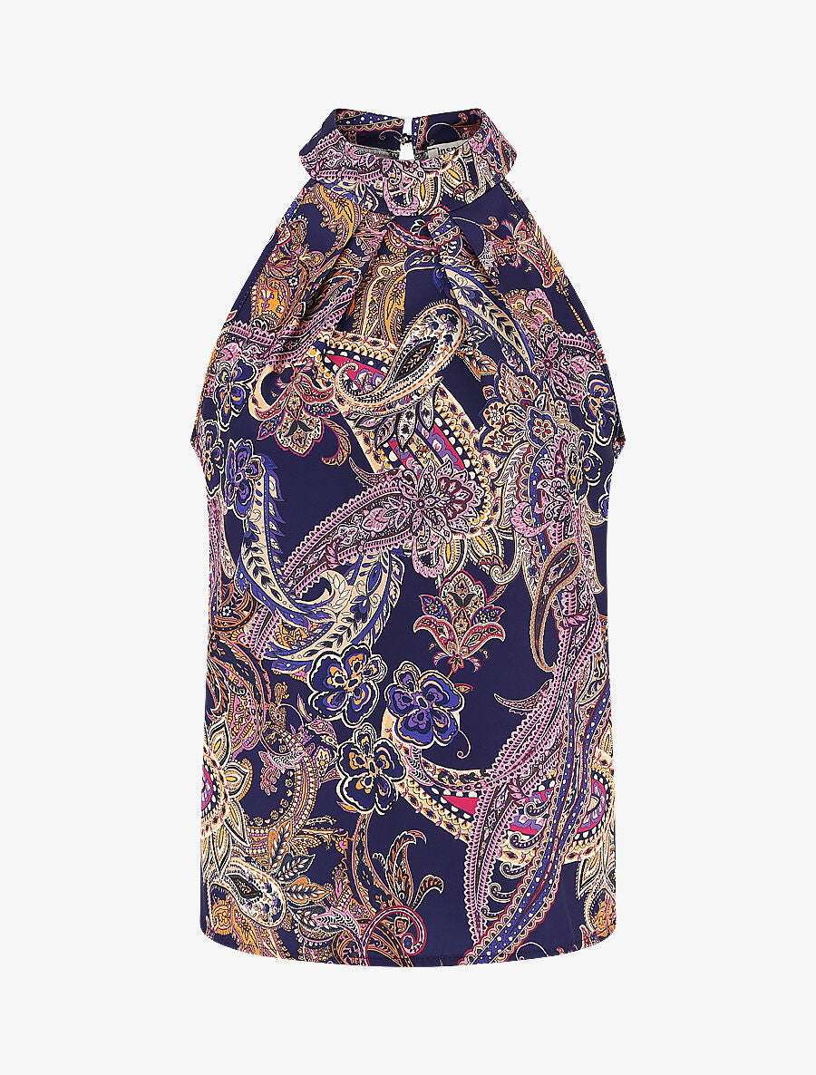 Top sans manches imprimé foulard - Marine - 1