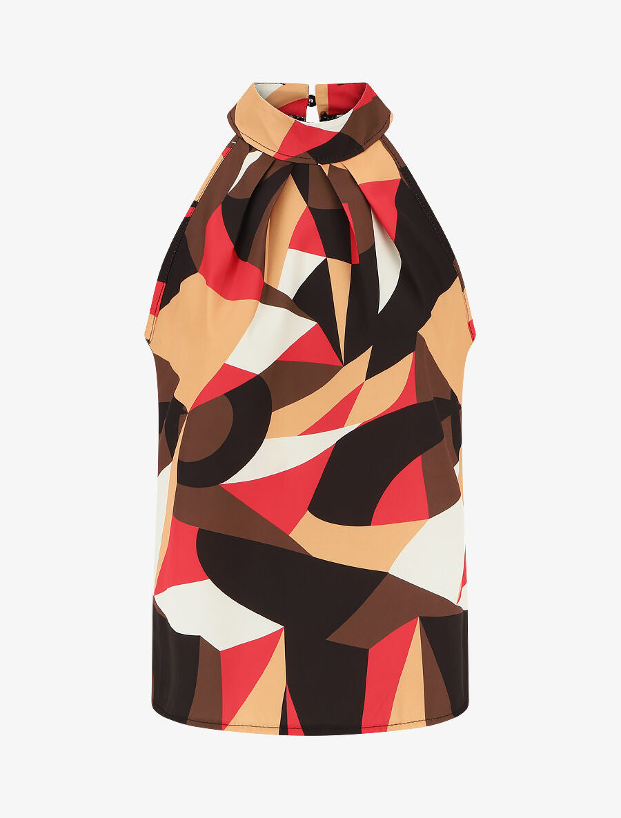 Top sans manches imprimé graphique - Noir - 1