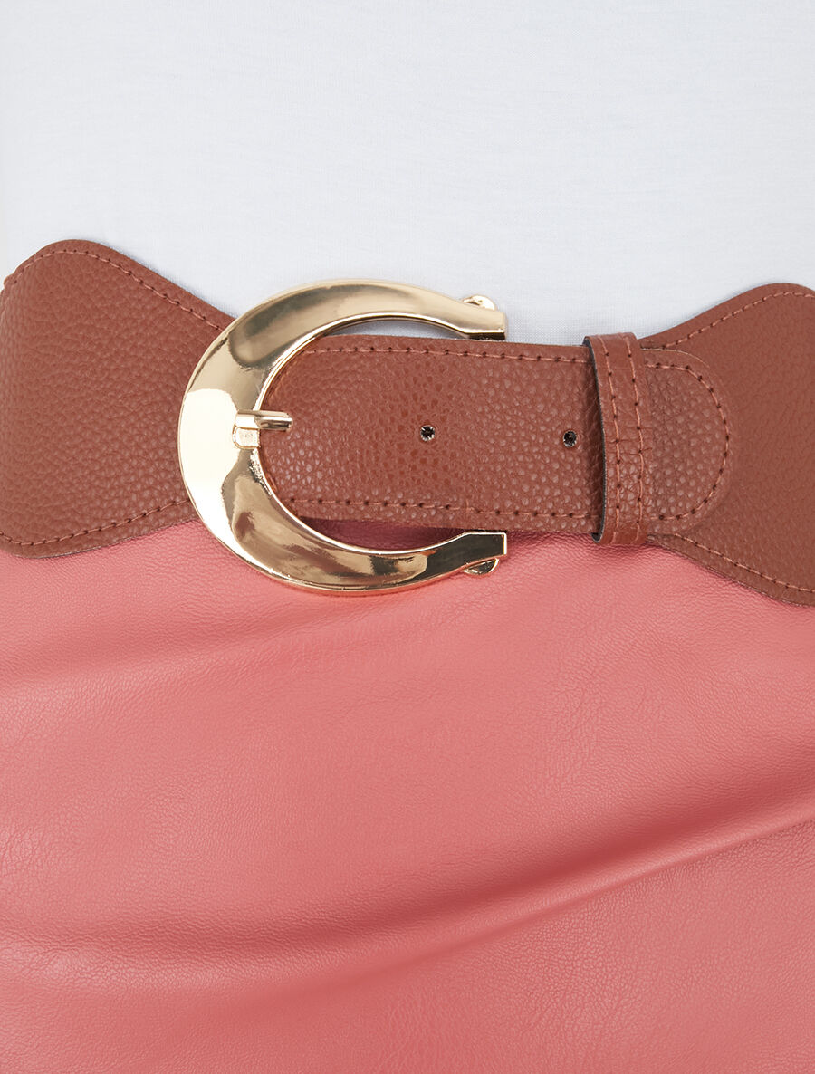 Robe midi bi-matière sans manches - Rose - 3
