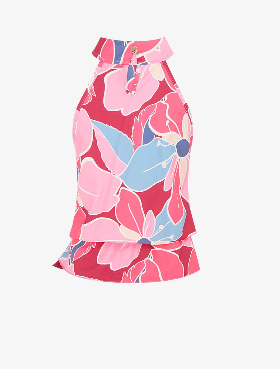 Top sans manches imprimé grandes fleurs - Rose - 2