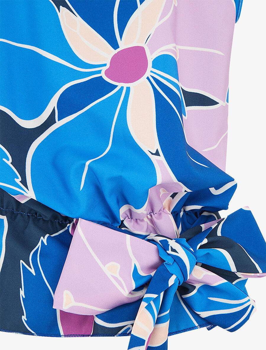 Top sans manches imprimé grandes fleurs - Bleu - 3