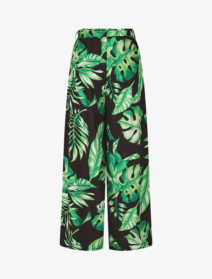 Pantalon ample imprimé tropical - Vert - 2
