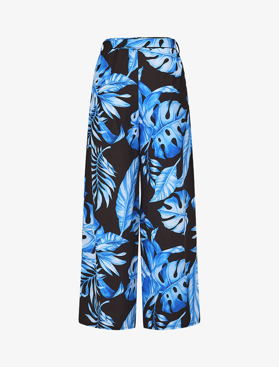 Pantalon ample imprimé tropical - Bleu roi - 2