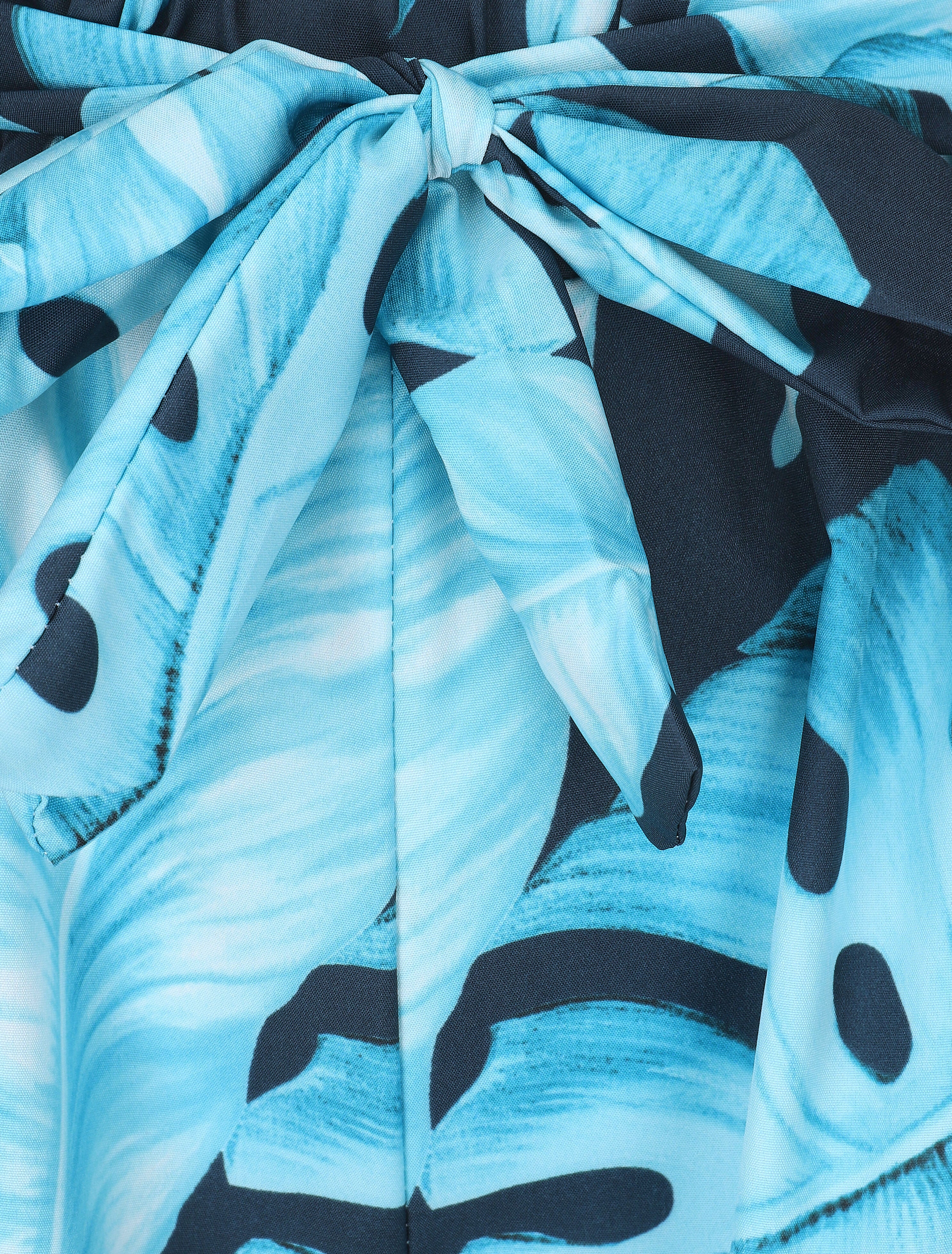 Pantalon ample imprimé tropical - Marine - 3