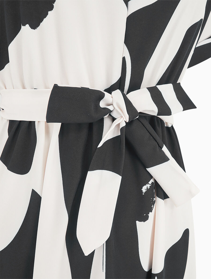 Robe élastiquée imprimé abstrait - Noir - 3