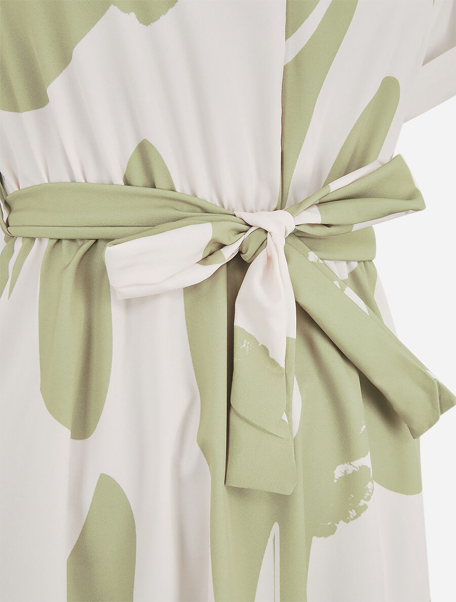 Robe élastiquée imprimé abstrait - Vert anis - 3