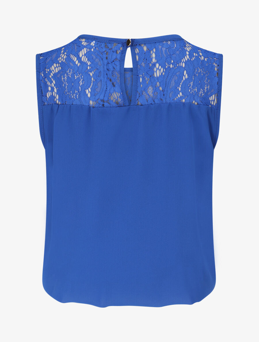 Top ample sans manches à dentelle - Bleu électrique - 2