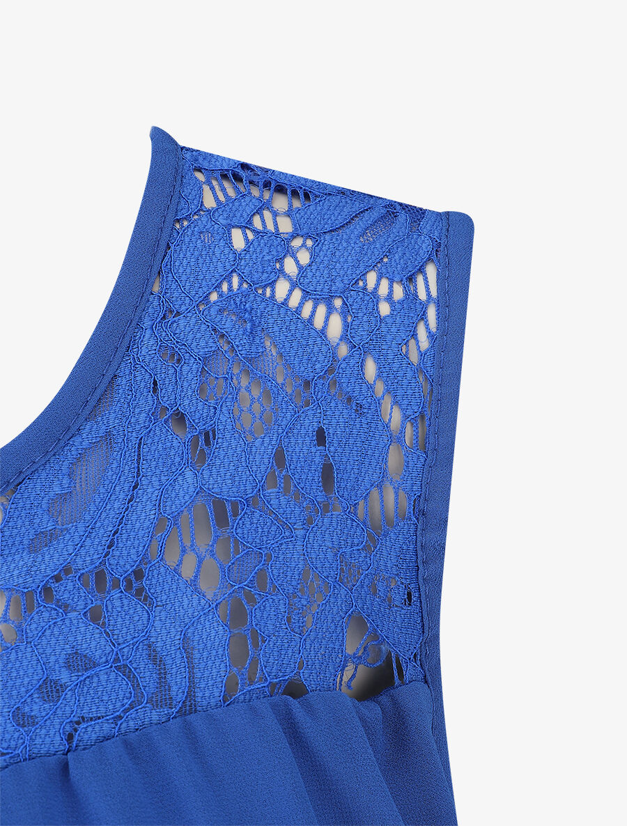 Top ample sans manches à dentelle - Bleu électrique - 3
