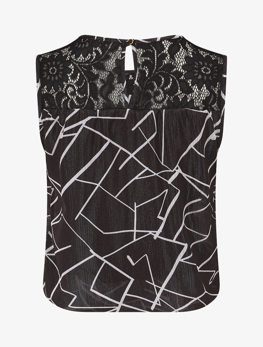 Top ample sans manches imprimé graphique - Noir - 2