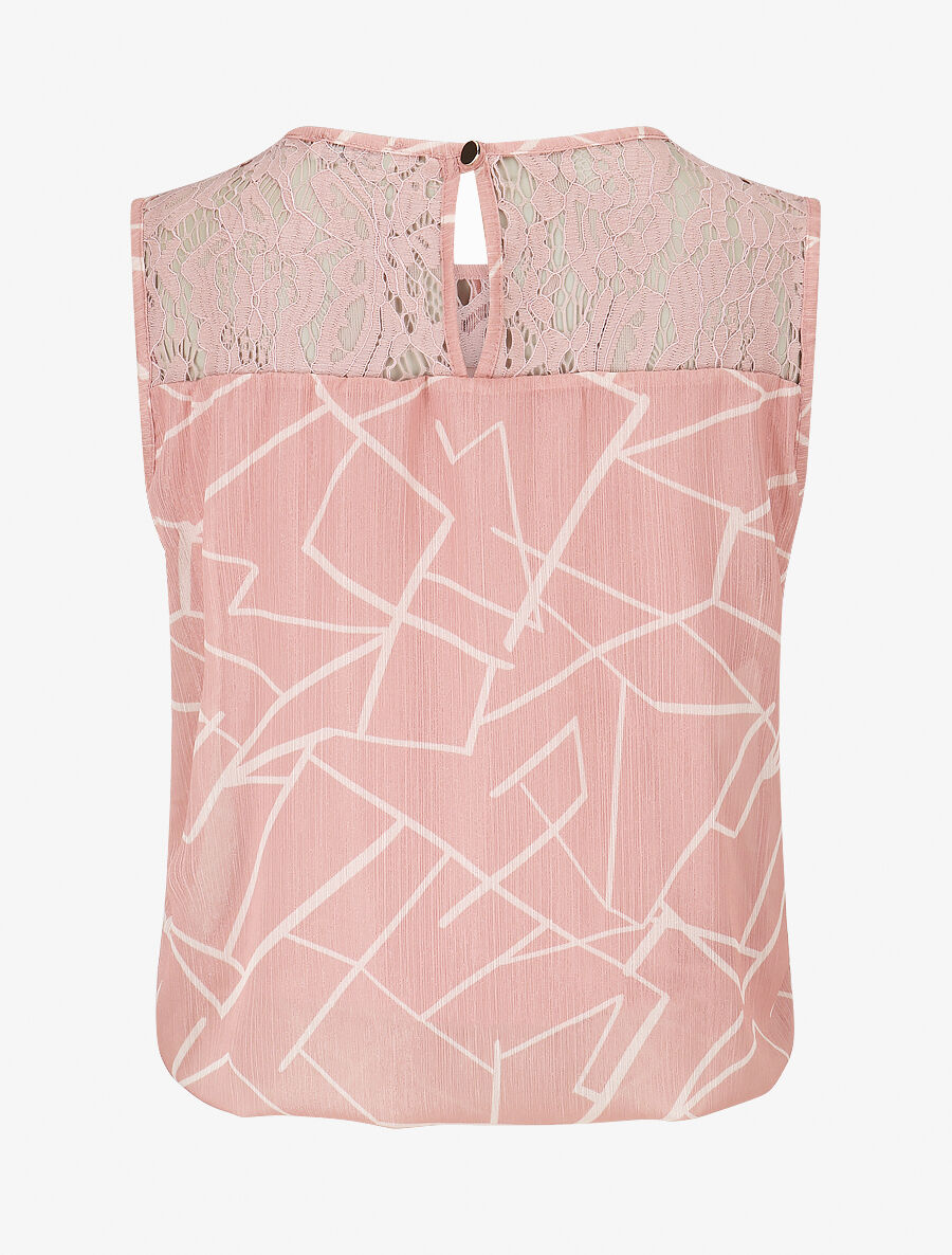 Top ample sans manches imprimé graphique - Rose - 2