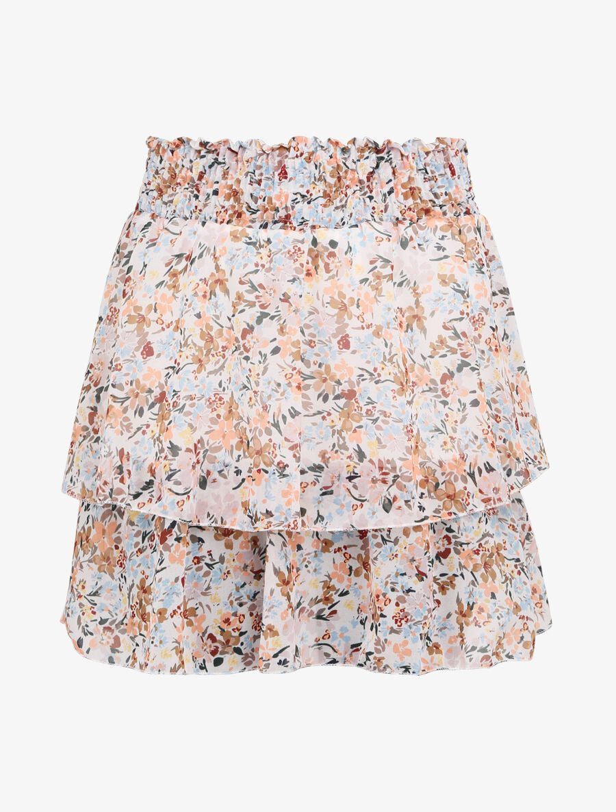 Mini-jupe patineuse à imprimé fleuri - Blanc - 4