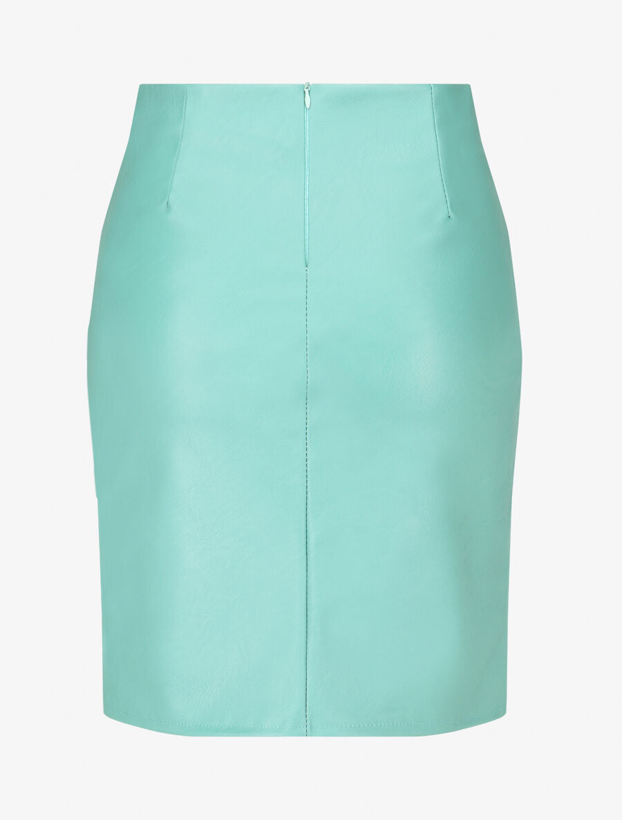 Jupe ajustée et plissée en simili fendue - Vert d&