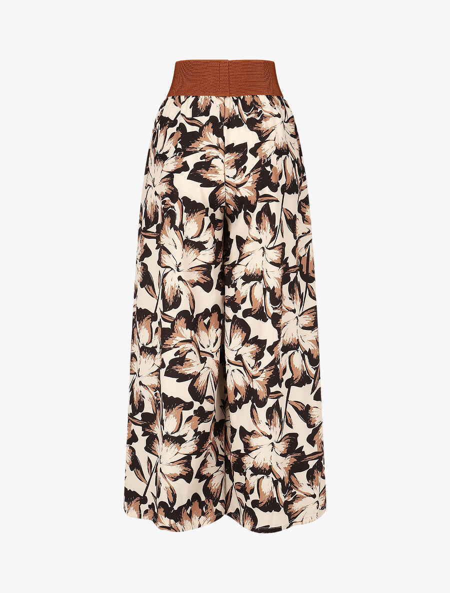 Pantalon imprimé fleurs à taille haute - Noir - 2
