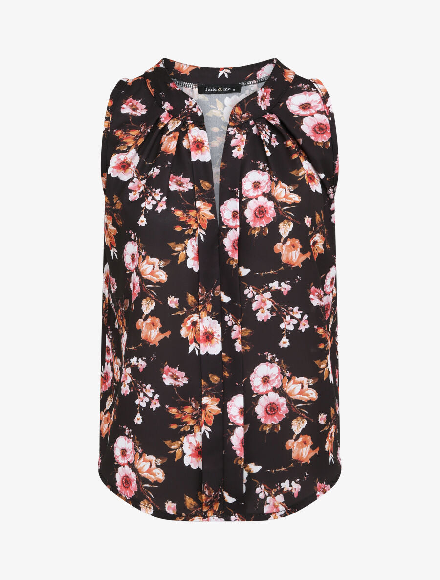 Top droit imprimé bouquet automnal - Noir - 4