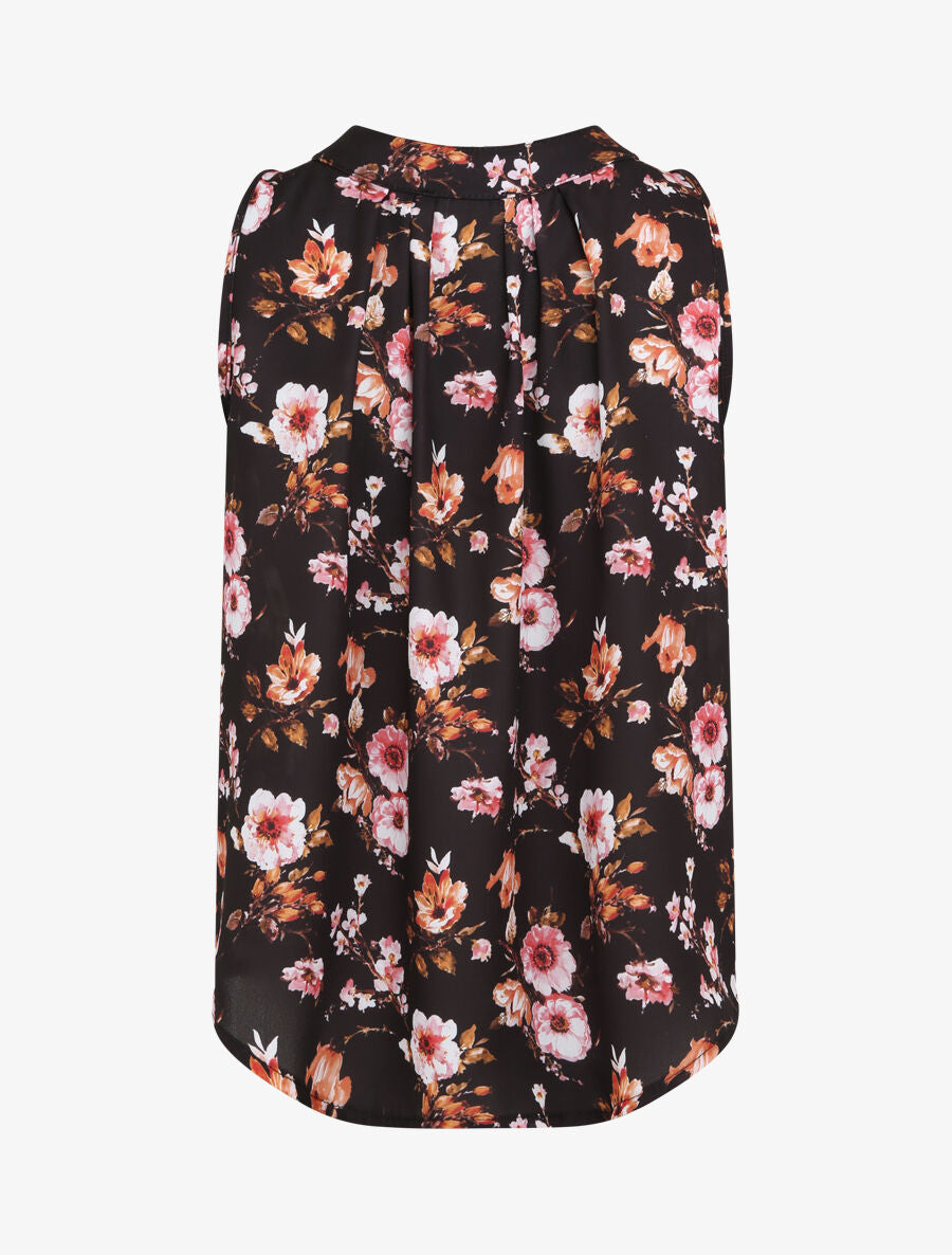 Top droit imprimé bouquet automnal - Noir - 2