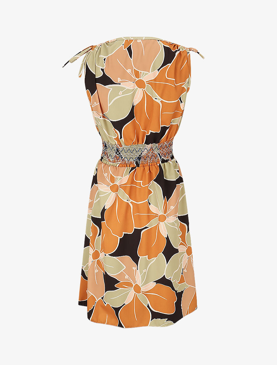 Robe à taille élastiquée imprimé fleurs - Noir - 2