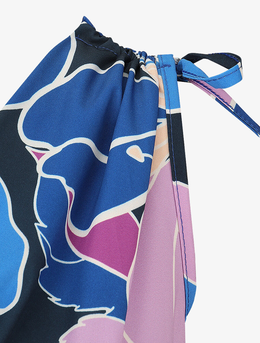 Robe à taille élastiquée imprimé fleurs - Bleu - 3