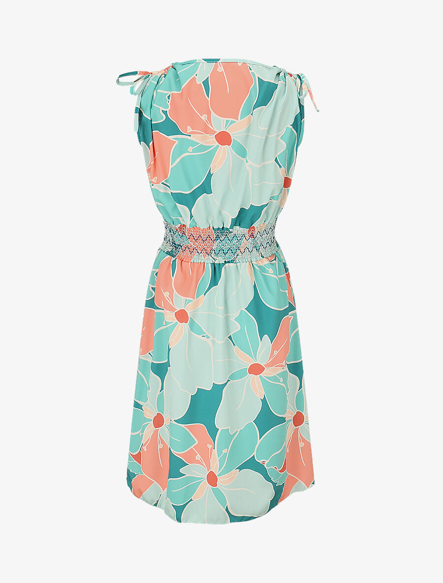 Robe à taille élastiquée imprimé fleurs - Vert d&