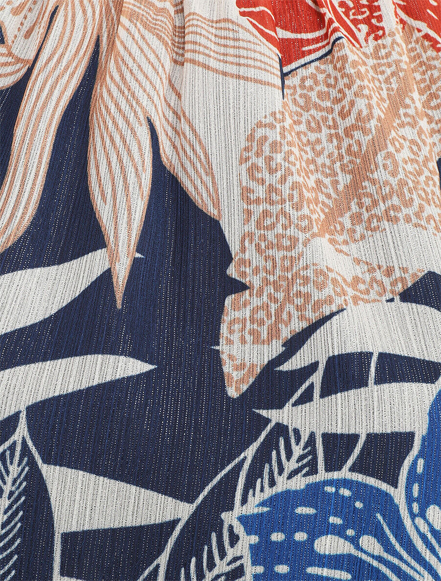 Top fleuri en voile sans manches - Marine - 3