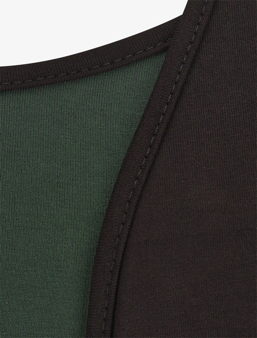 Top manches courtes style gilet ouvert - Noir/vert - 3