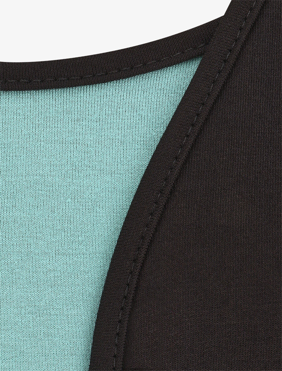 Top manches courtes style gilet ouvert - Noir/turquoise - 3