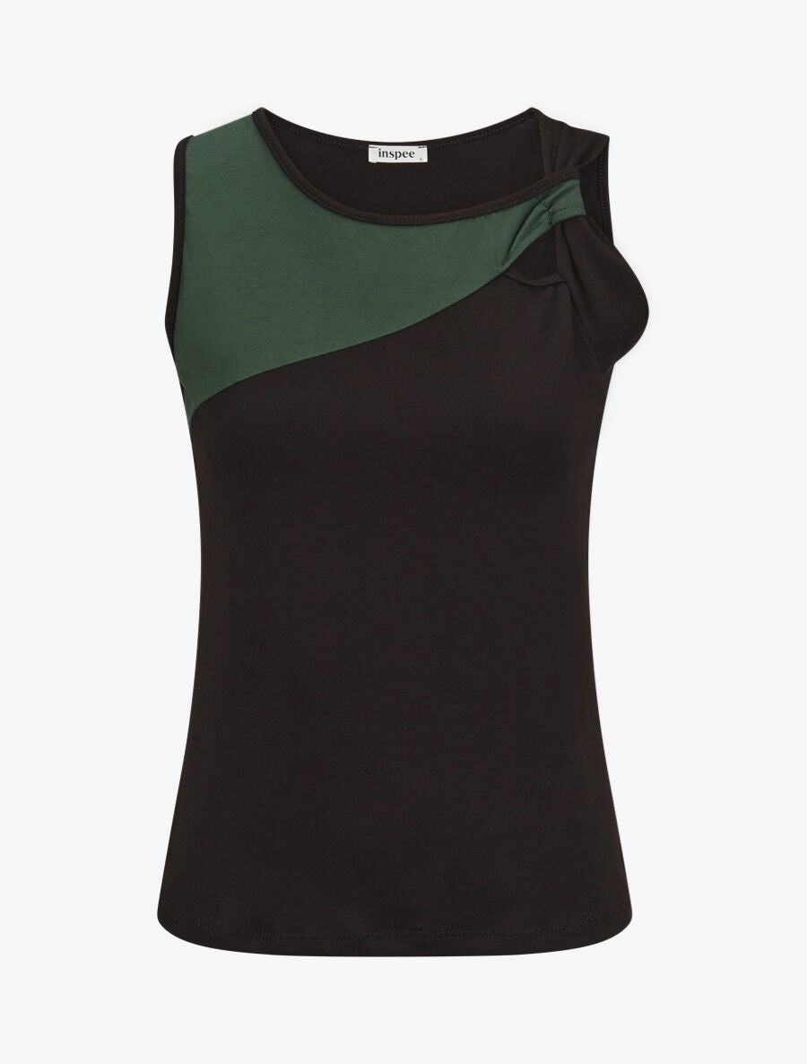 Top droit sans manches bicolore - Noir/vert - 4