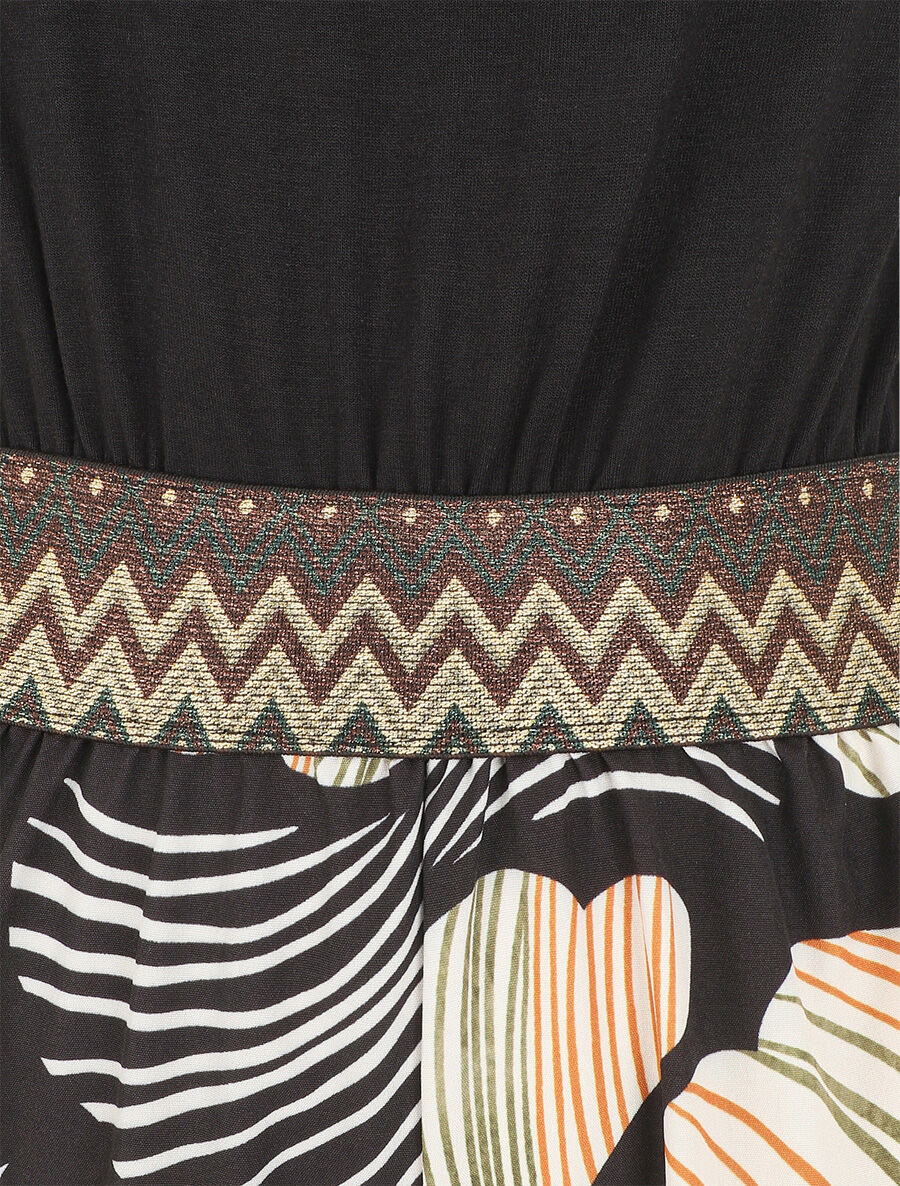 Combinaison fluide à imprimé pétales de fleurs - Noir - 4