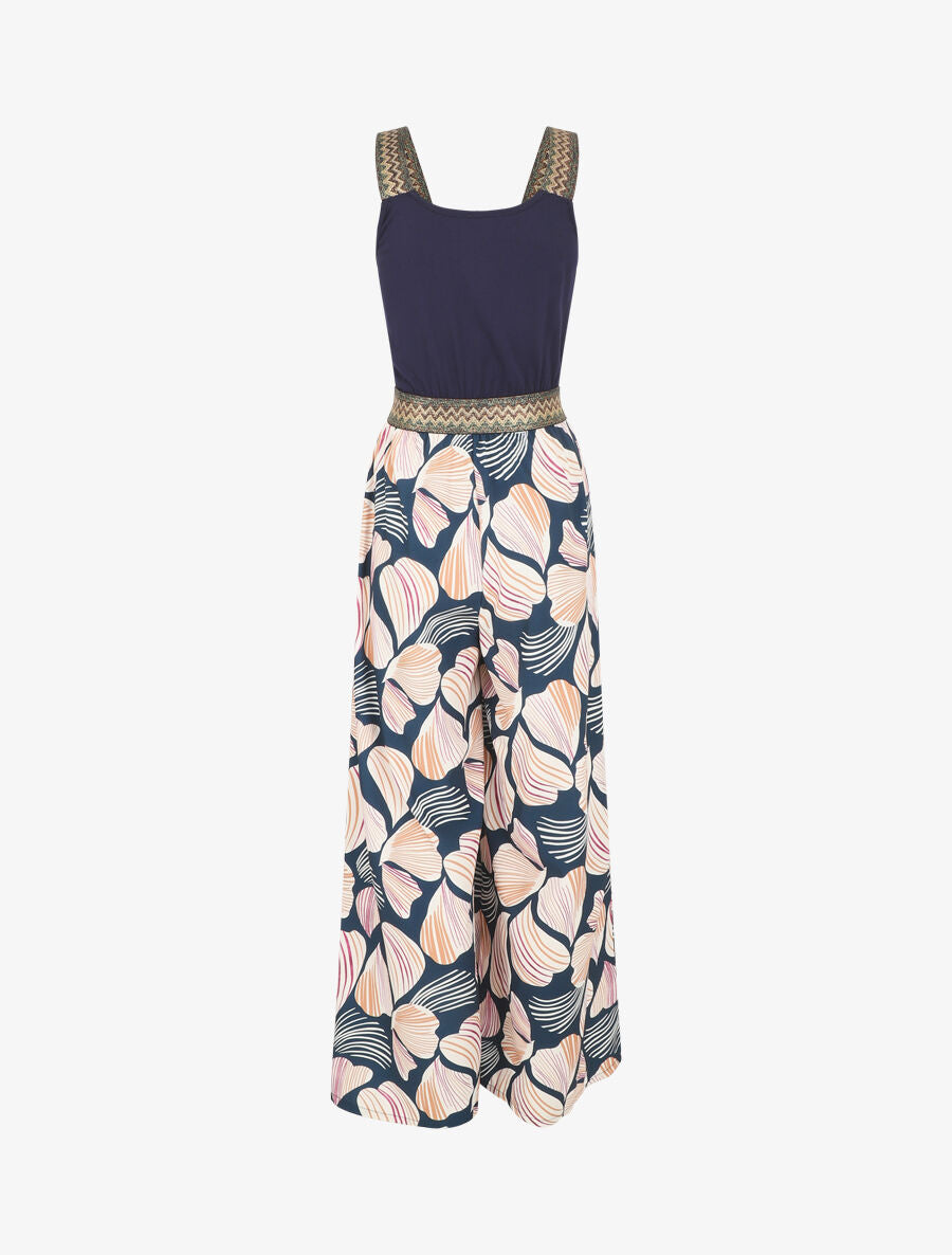 Combinaison fluide à imprimé pétales de fleurs - Marine - 2