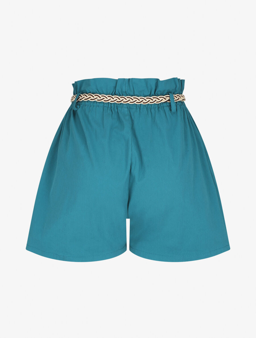 Short ample taille haute élastiquée - Bleu canard - 2
