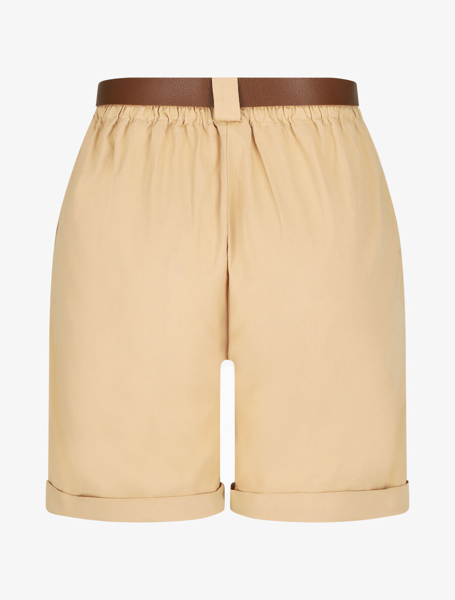 Short droit uni taille standard élastiquée - Beige - 2