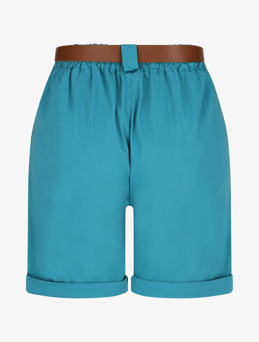 Short droit uni taille standard élastiquée - Turquoise - 2