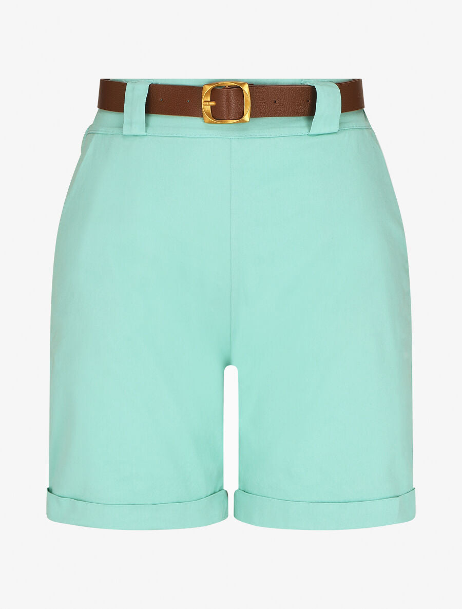 Short droit uni taille standard élastiquée - Vert d&