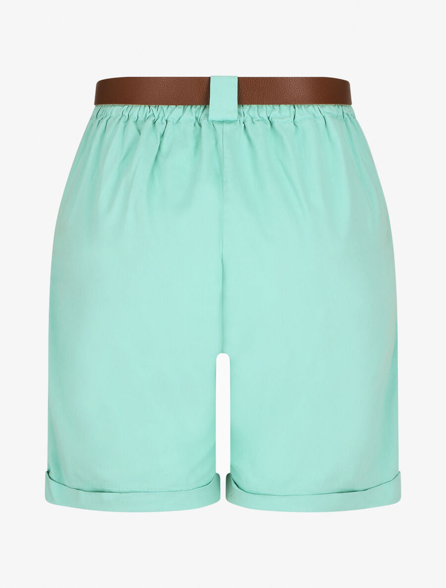 Short droit uni taille standard élastiquée - Vert d&