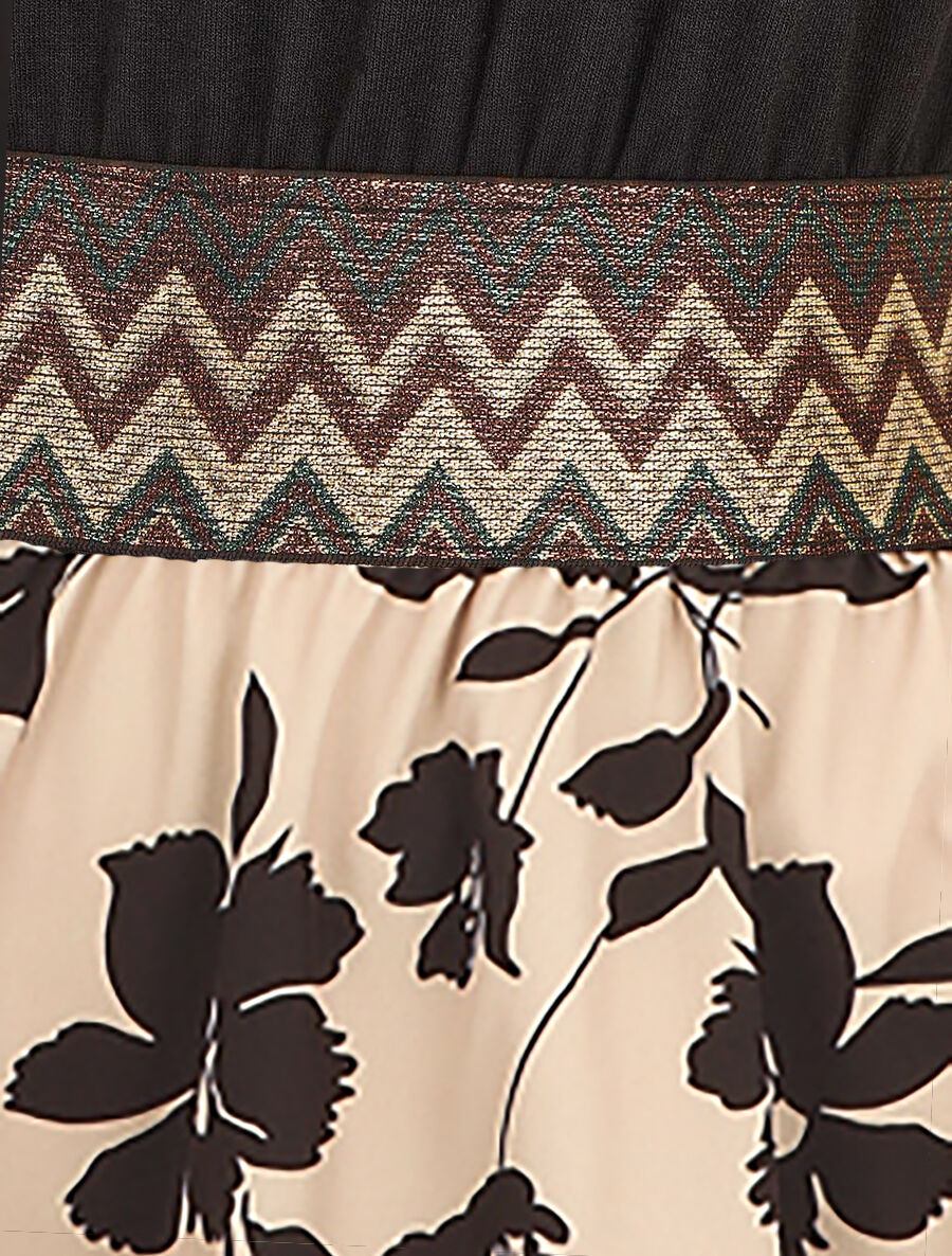 Robe courte fleurie bretelles fantaisies - Beige - 3