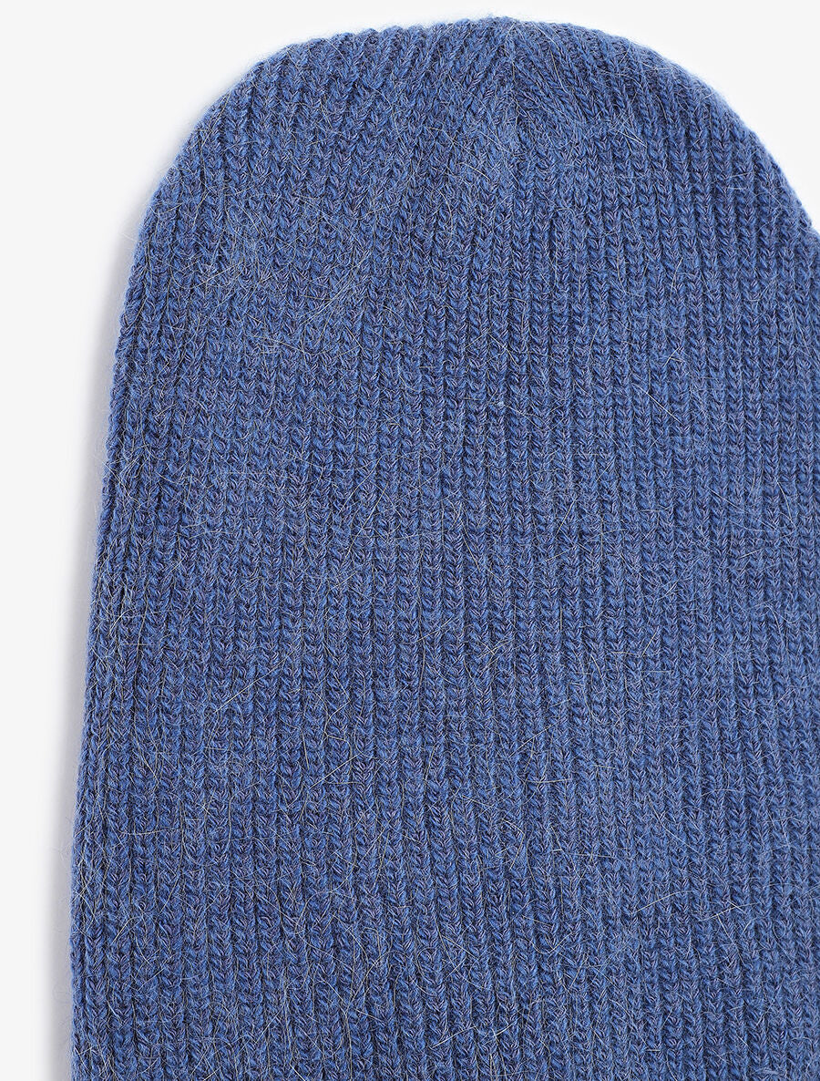 Bonnet uni en maille côtelée - Marine - 2