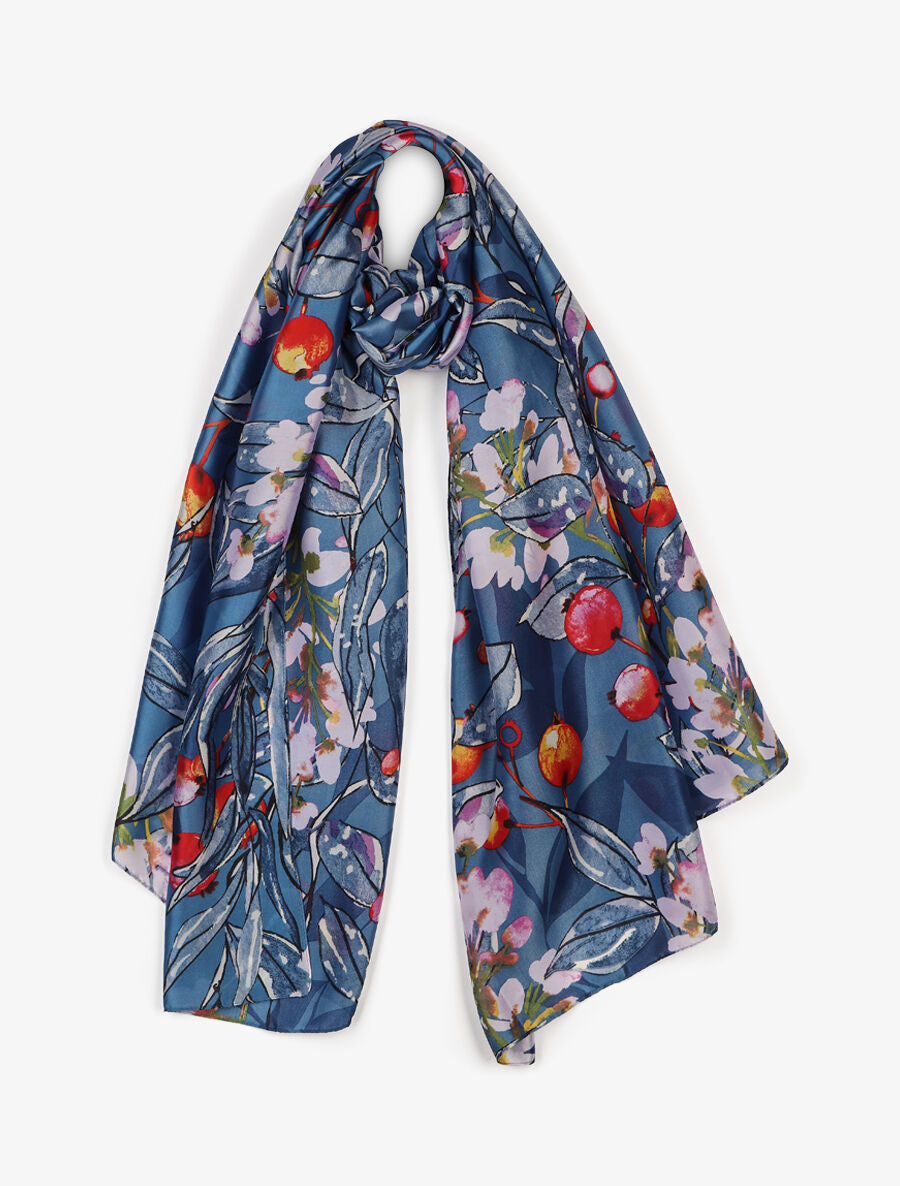 Foulard imprimé baies sauvages - Bleu - 4